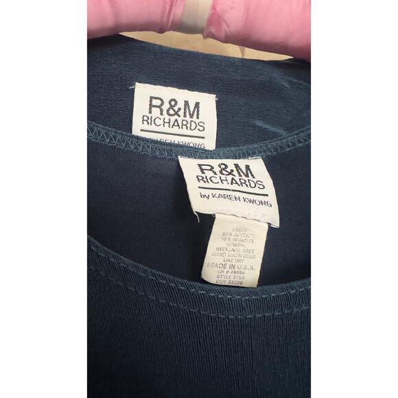 R&M Richards 2 Piece Set Midi Dress + Duster Jacket Acetate Teal Blue Green - Picture 5 of 8